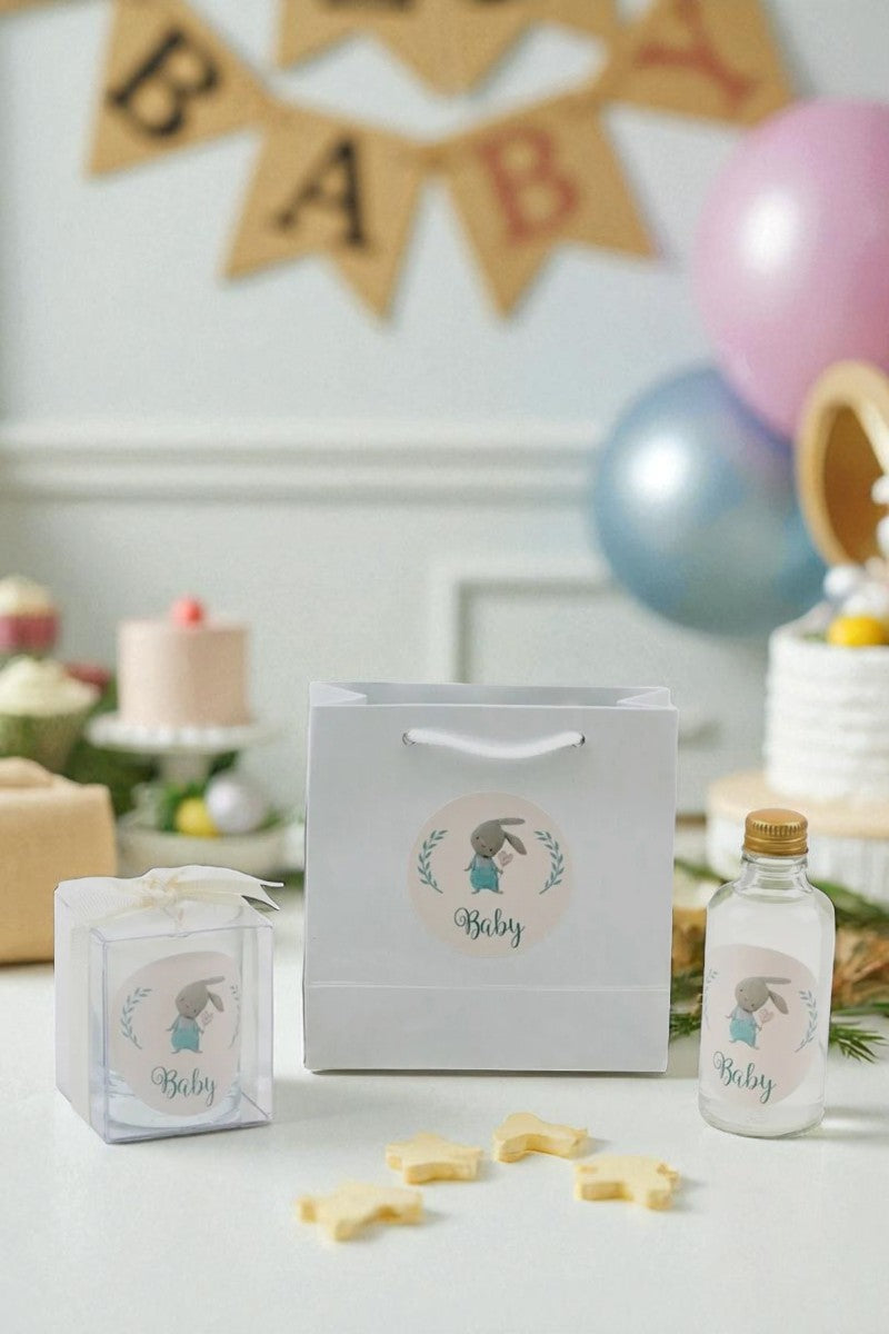 Tiem Concept Personalized Birth and Birthday Printed Bag Cologne and Candle Set of 10