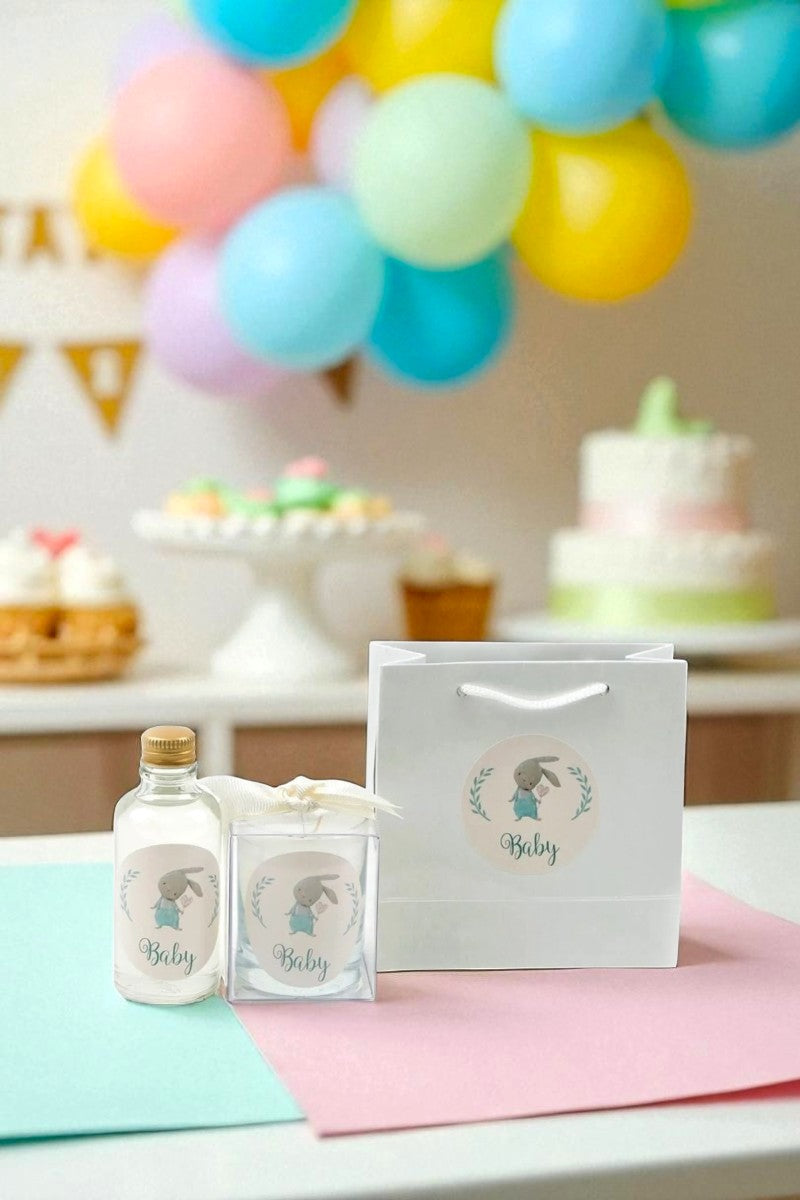 Tiem Concept Personalized Birth and Birthday Printed Bag Cologne and Candle Set of 10