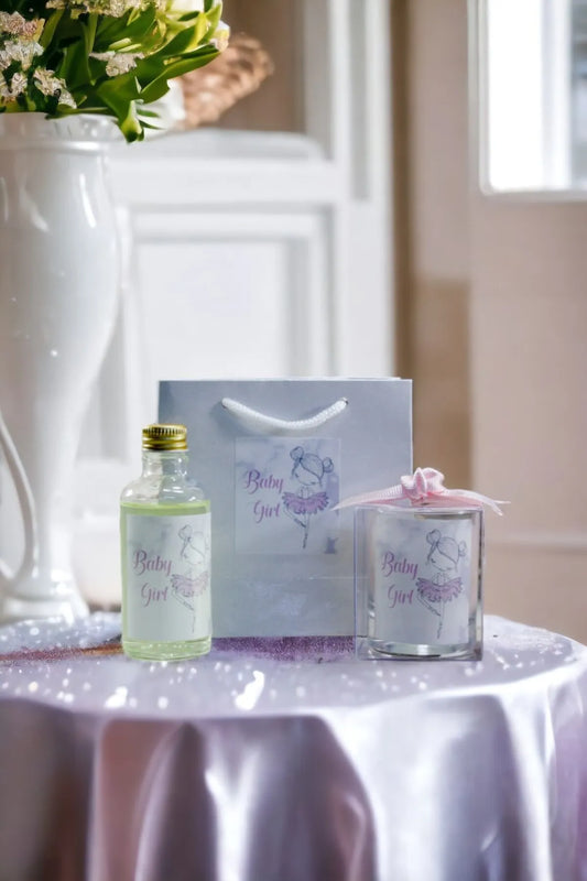 Kişiye Özel Bebek Hediyelik Doğum ve Doğumgünü Çantalı Kolonya ve Mum Seti 10'lu