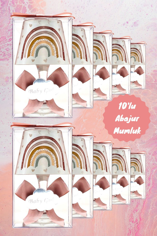 Baby Gift Boxed Name-specific Powder Rainbow Printed Lampshade Candle Set of 10