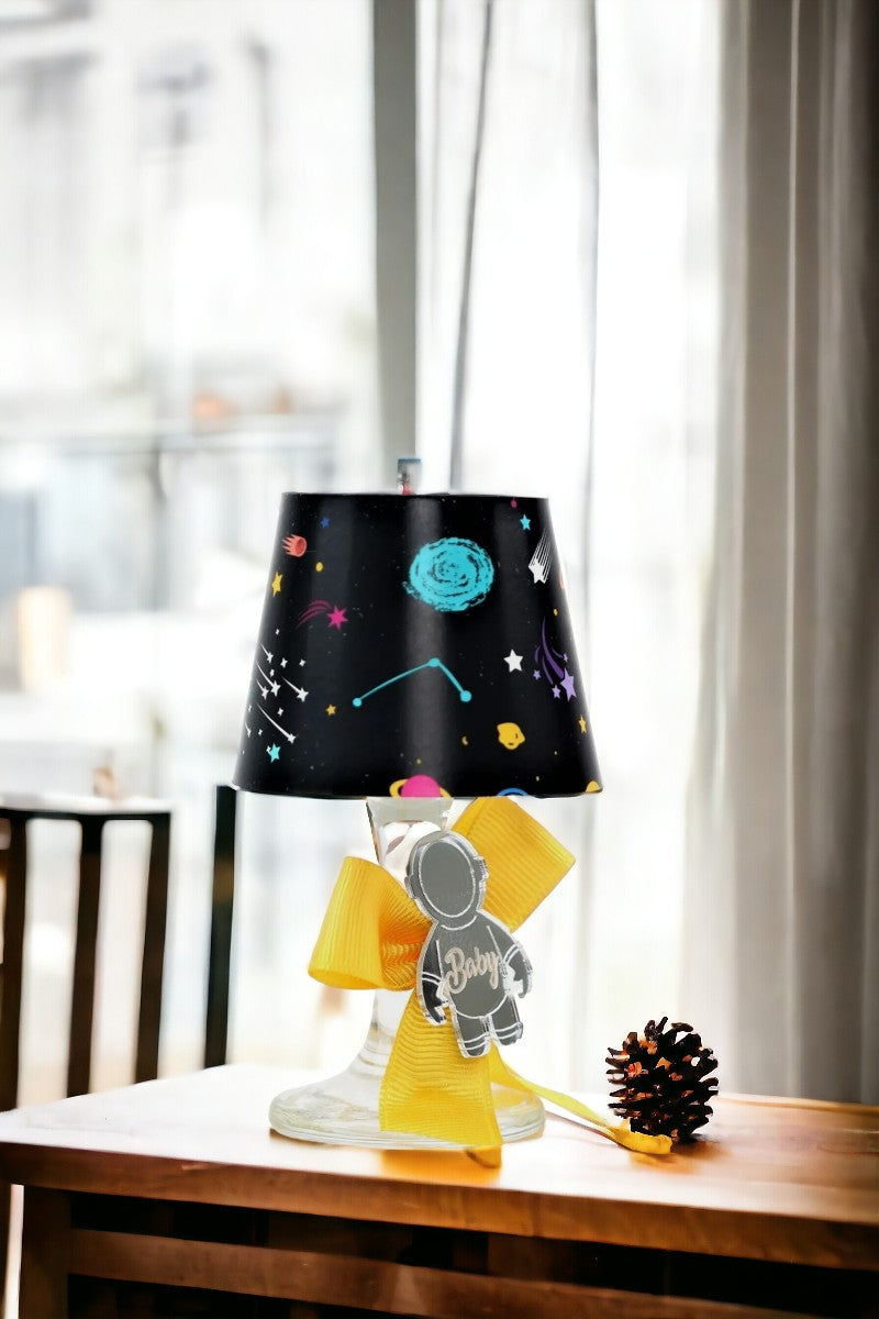 Baby Gift Boxed Personalized Yellow Decorated Space Printed Lampshade Candle Set of 10