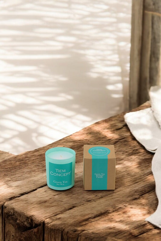 %100 Soya Mum Yeşil Çay Kokulu Mint Yeşil Renkli Kutulu Bardak mum