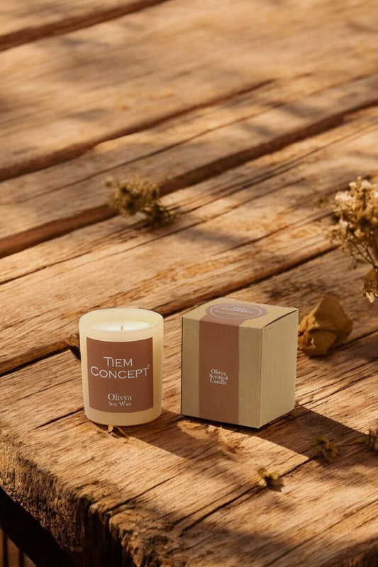 100% Soy Candle Vanilla and Fruit Cocktail Scented Salmon Color Boxed Glass Candle