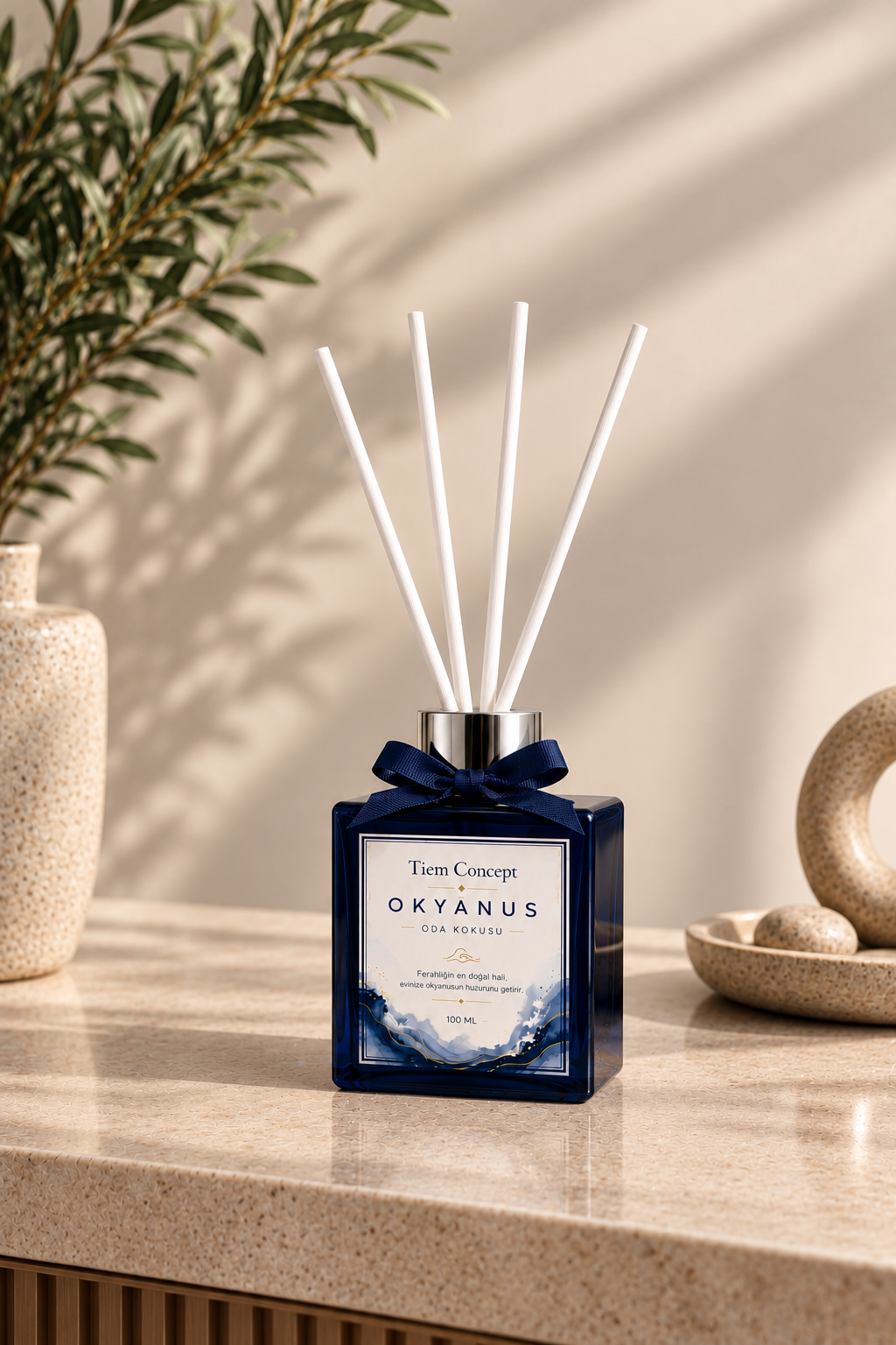 Çubuklu Oda Kokusu 100 ml Okyanus - Lacivert Parlak Şişeli Oda Kokusu