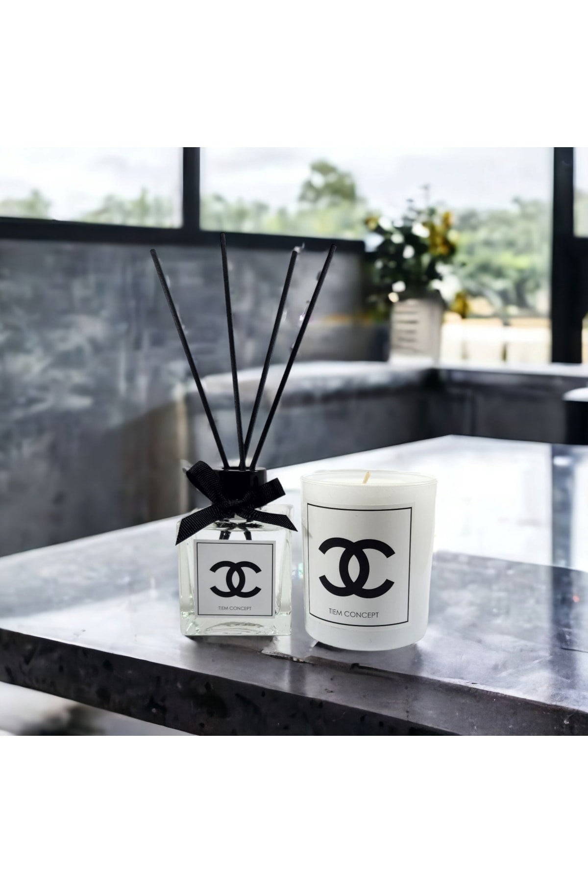 Vanilya Kokulu Beyaz Bardak Mum Ve 100 ml Çubuklu Oda Kokusu Seti