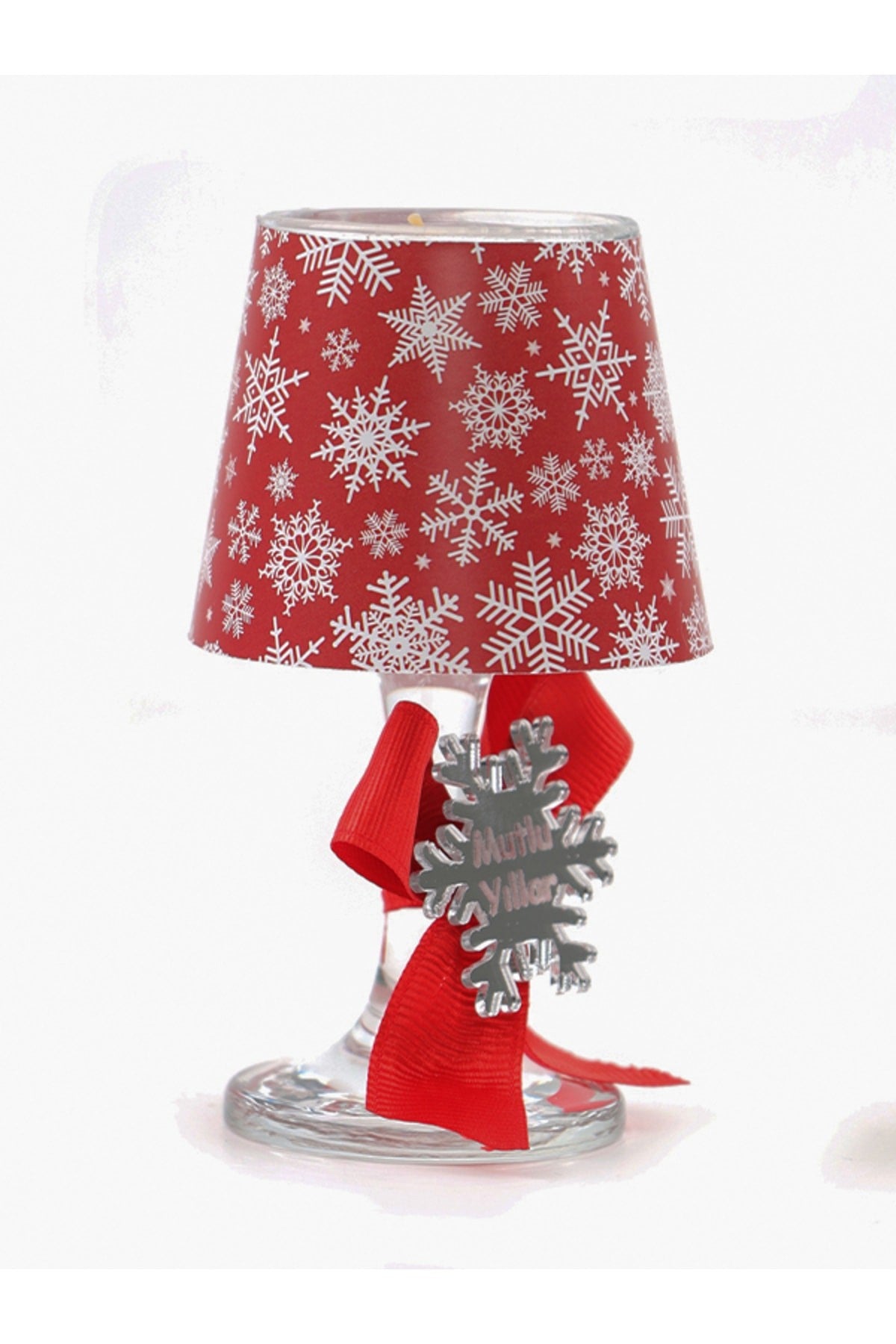 Yılbaşı Kar Tanesi Konseptli Hediyelik Abajur Mumluk (2 Adet )