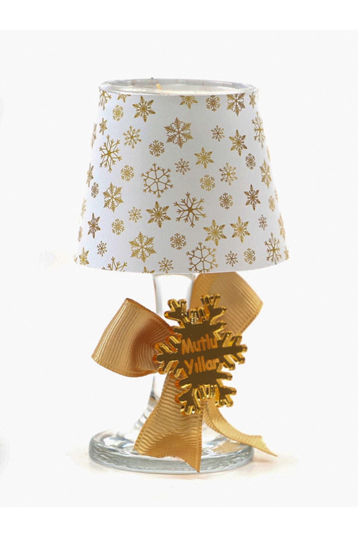 Toptan Yılbaşı Kar Tanesi Konseptli Hediyelik Abajur Mumluk