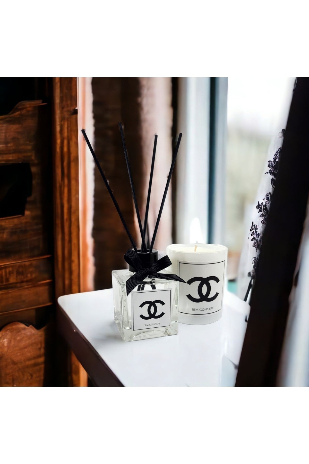 Vanilya Kokulu Beyaz Bardak Mum Ve 100 ml Çubuklu Oda Kokusu Seti