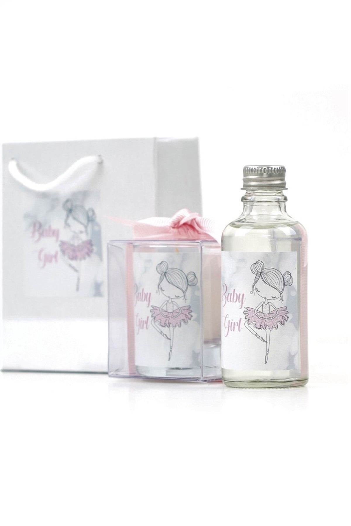 Kişiye Özel Bebek Hediyelik Doğum ve Doğumgünü Çantalı Kolonya ve Mum Seti 10'lu