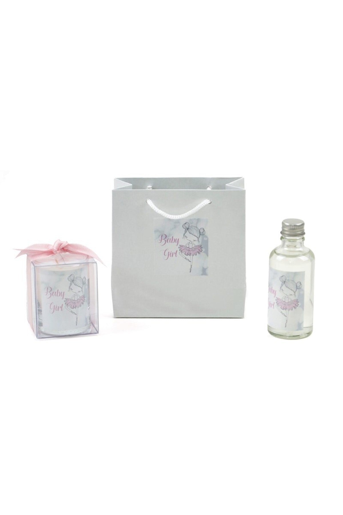 Kişiye Özel Bebek Hediyelik Doğum ve Doğumgünü Çantalı Kolonya ve Mum Seti 10'lu