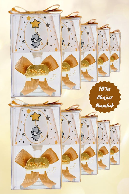 Baby Gift Boxed Custom Elephant Printed Lampshade Candle Set of 10