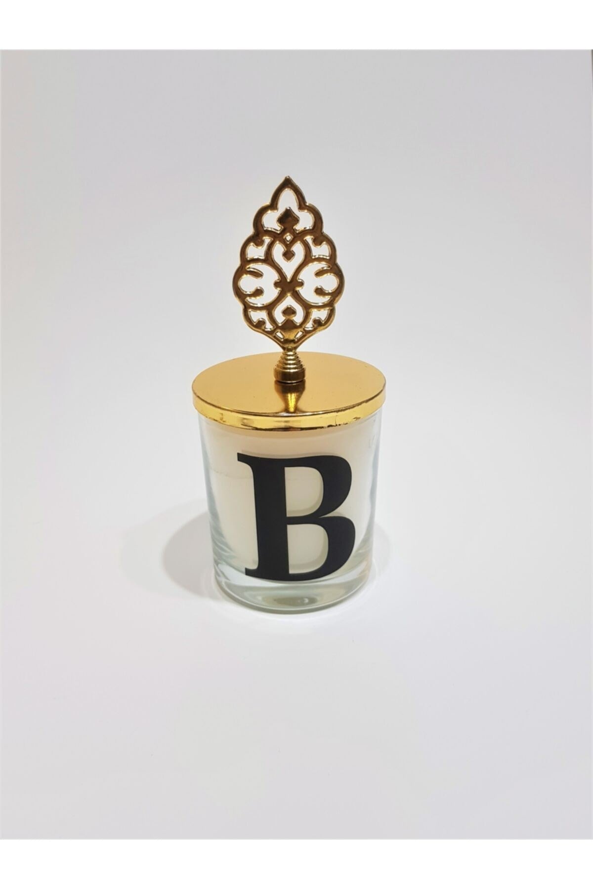 Tiem Concept Letter B Scented Glass Candle Gold Ottoman Top
