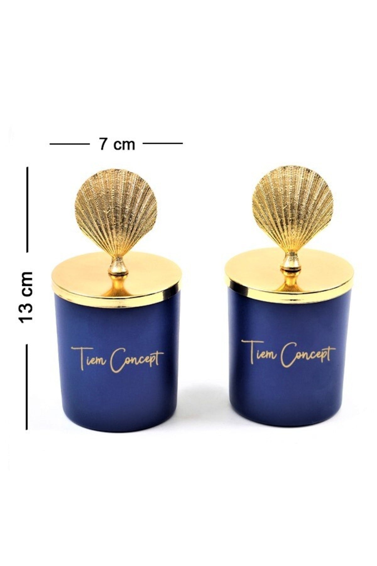 Dekoratif Özel Tasarım Gold Deniz Kabuğu Tepelikli Okyanus Kokulu 2li Bardak Mum Seti