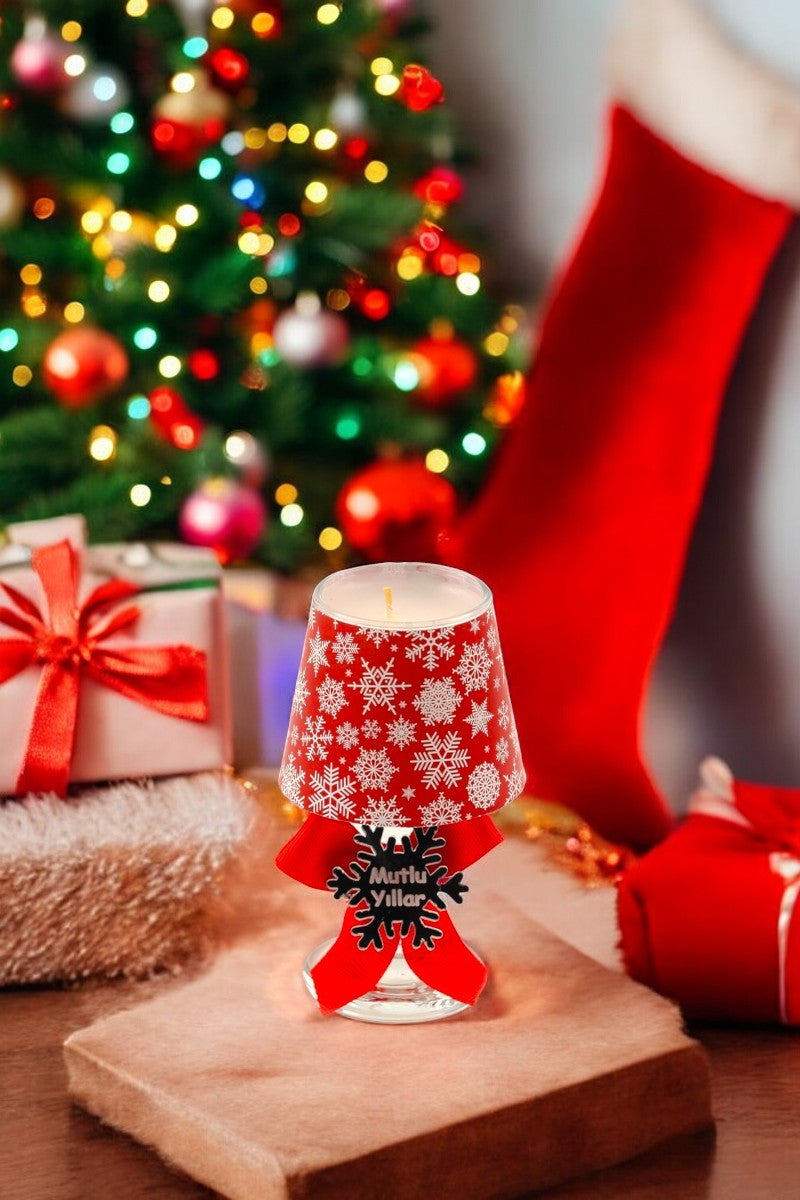 Yılbaşı Kar Tanesi Konseptli Hediyelik Abajur Mumluk (2 Adet )