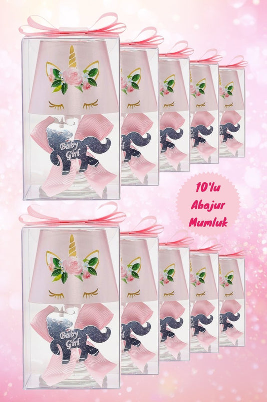 Baby Gift Boxed Custom Name Unicorn Themed Lampshade Candle Set of 10