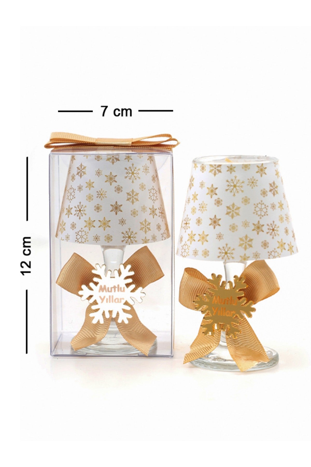 Toptan Yılbaşı Kar Tanesi Konseptli Hediyelik Abajur Mumluk