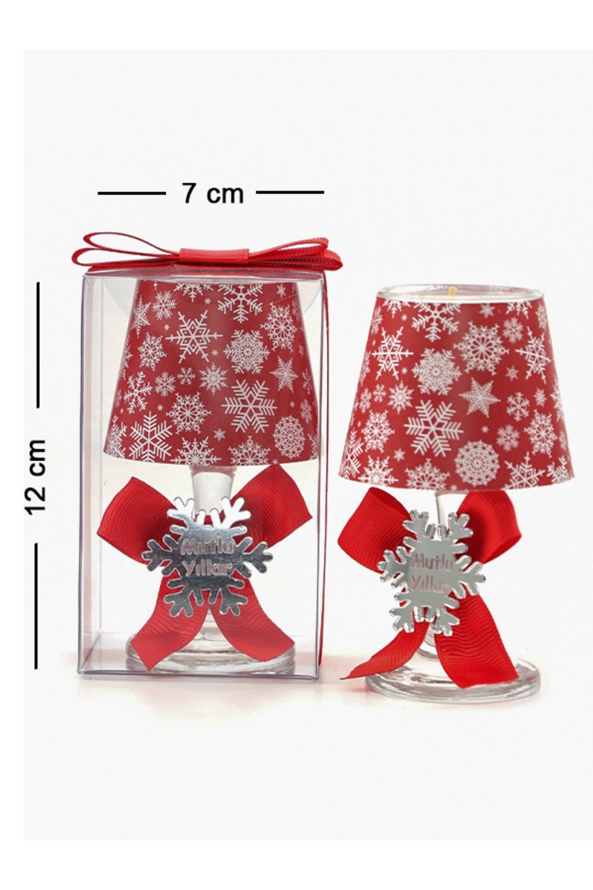 Yılbaşı Kar Tanesi Konseptli Hediyelik Abajur Mumluk (2 Adet )