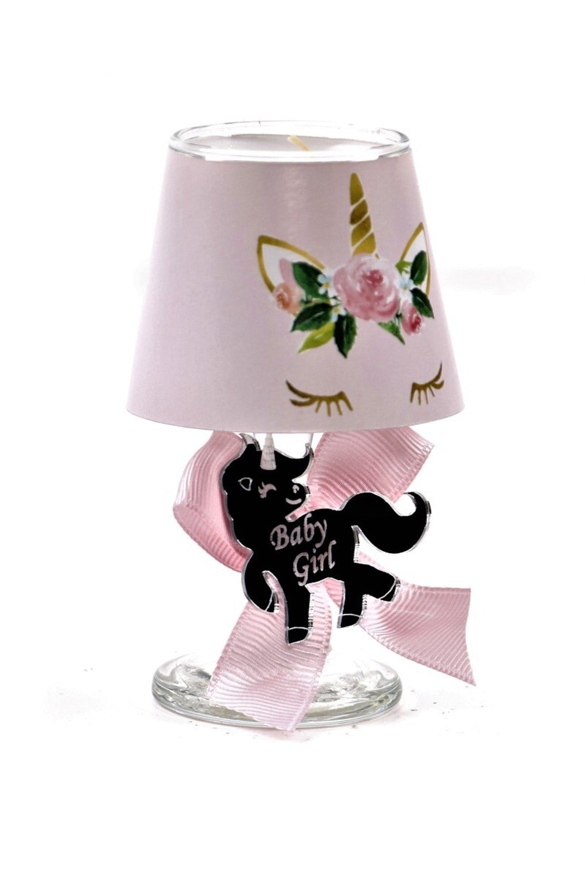 Baby Gift Boxed Custom Name Unicorn Themed Lampshade Candle Set of 10