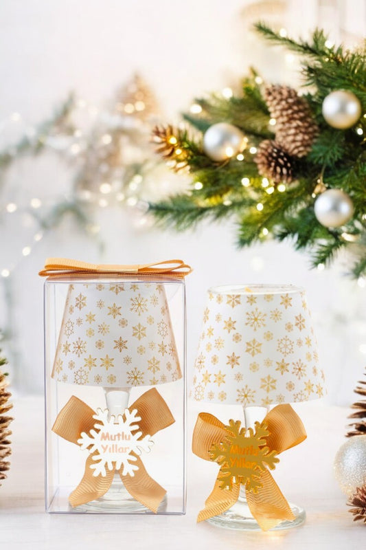 Toptan Yılbaşı Kar Tanesi Konseptli Hediyelik Abajur Mumluk