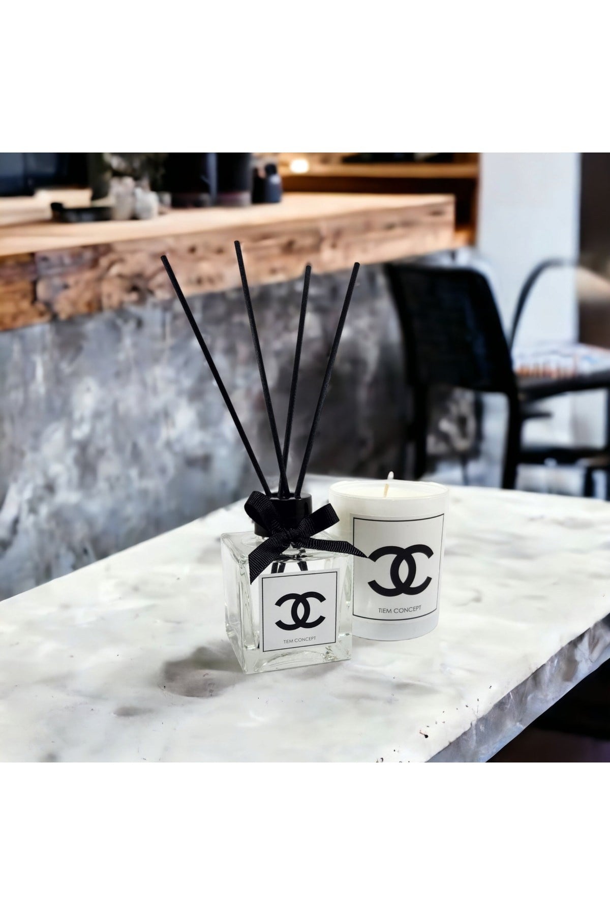 Vanilya Kokulu Beyaz Bardak Mum Ve 100 ml Çubuklu Oda Kokusu Seti