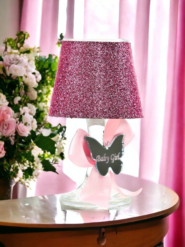 Bebek Hediyelik Kutulu İsme Özel Pembe Simli Abajur Mum Seti 10'lu