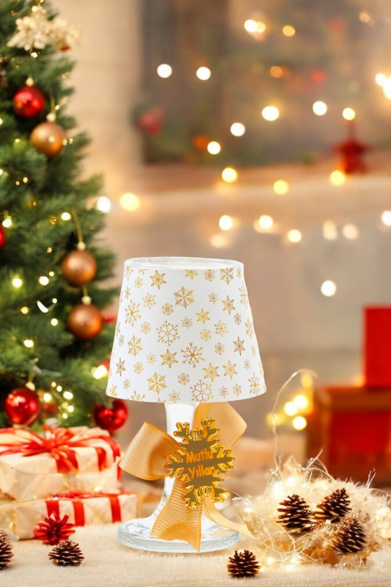 Toptan Yılbaşı Kar Tanesi Konseptli Hediyelik Abajur Mumluk
