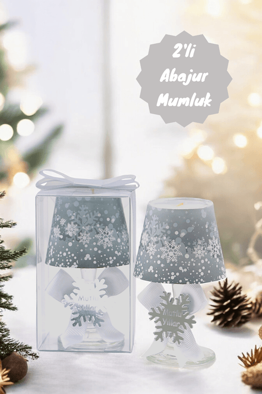 Yılbaşı Abajur Mumluk Hediye Seti ( 2 Adet )