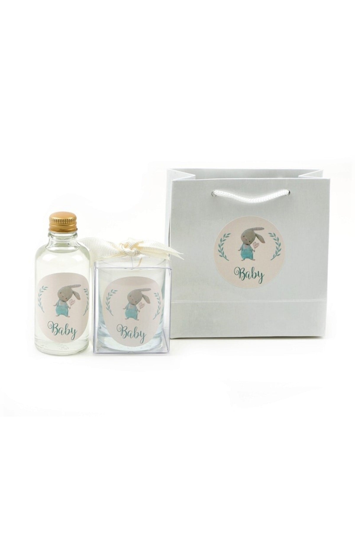 Tiem Concept Personalized Birth and Birthday Printed Bag Cologne and Candle Set of 10