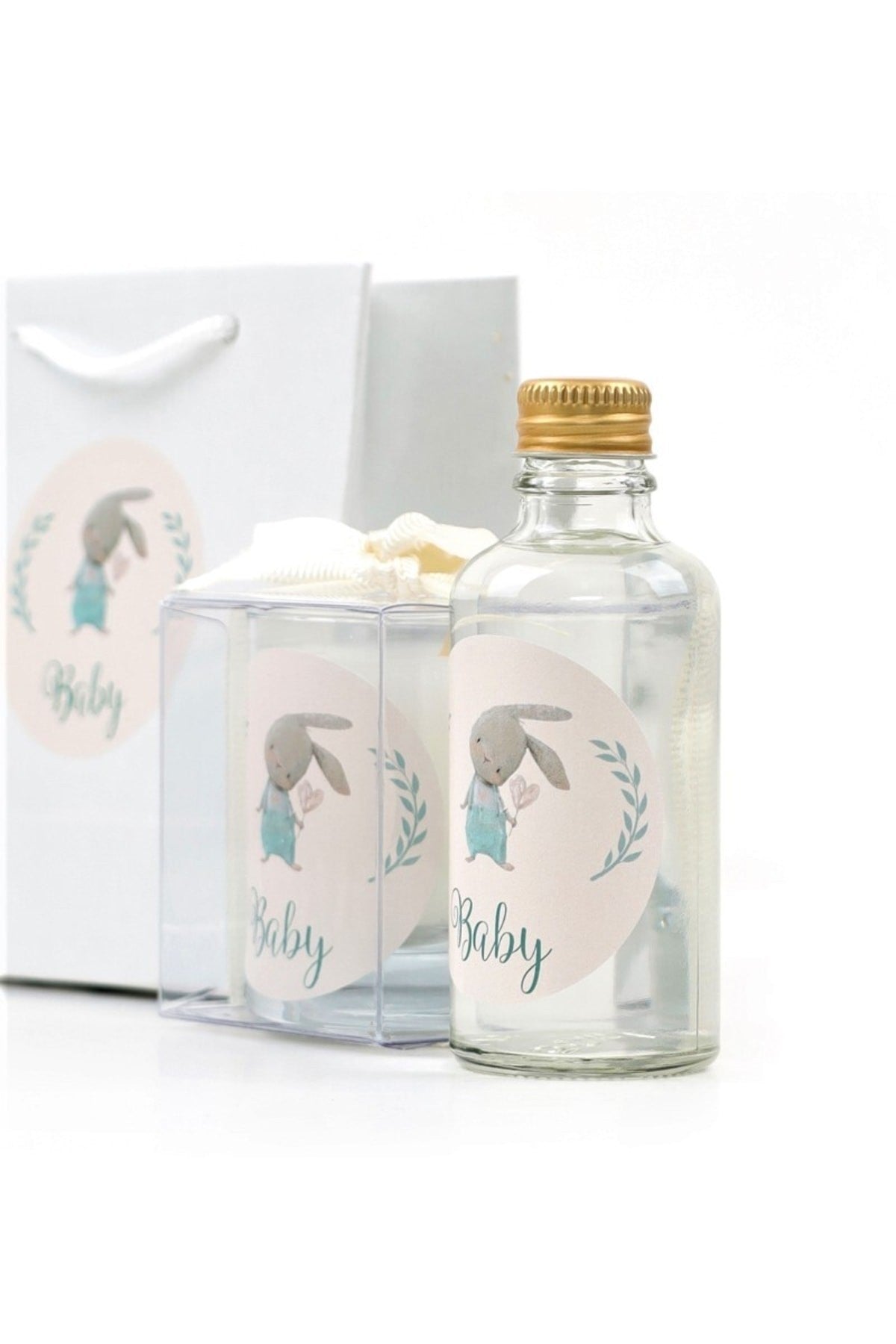 Tiem Concept Personalized Birth and Birthday Printed Bag Cologne and Candle Set of 10