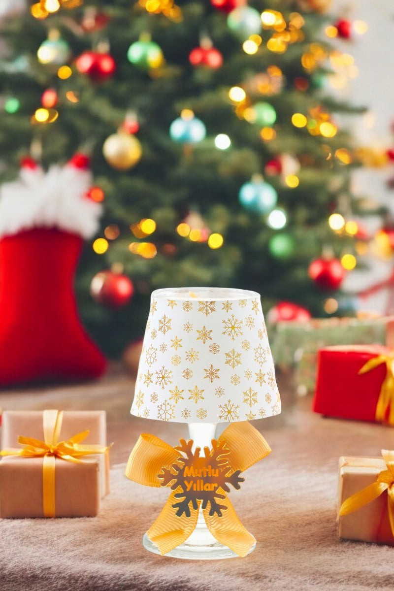 Toptan Yılbaşı Kar Tanesi Konseptli Hediyelik Abajur Mumluk
