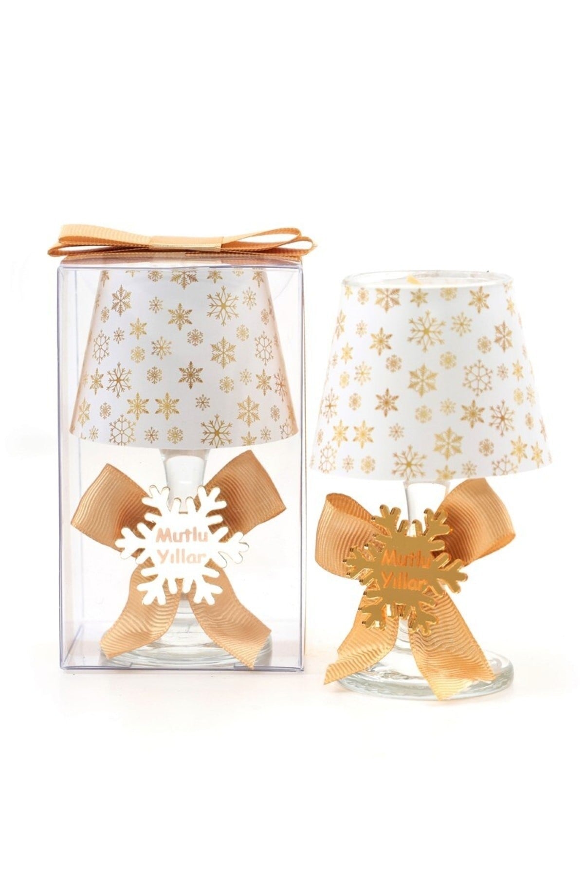 Toptan Yılbaşı Kar Tanesi Konseptli Hediyelik Abajur Mumluk