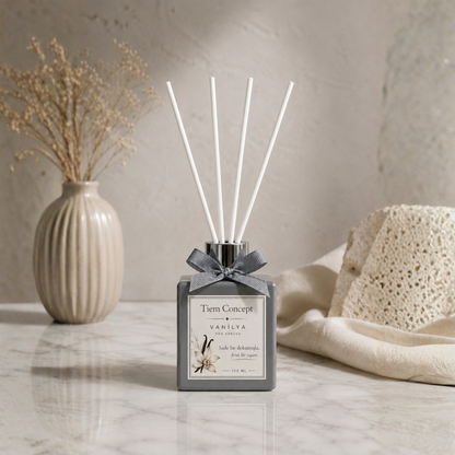 Çubuklu Oda Kokusu 100 ml Vanilya - Gri Parlak Şişeli Oda Kokusu