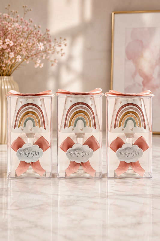 Baby Gift Powder Decorated Rainbow Printed Lampshade Candle Holder (10 Pieces)
