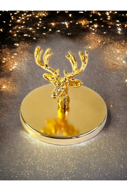 Tiem Concept Special Design Decorative Gold Deer Vanilla Scented 2-Piece White Glass Candle Set
