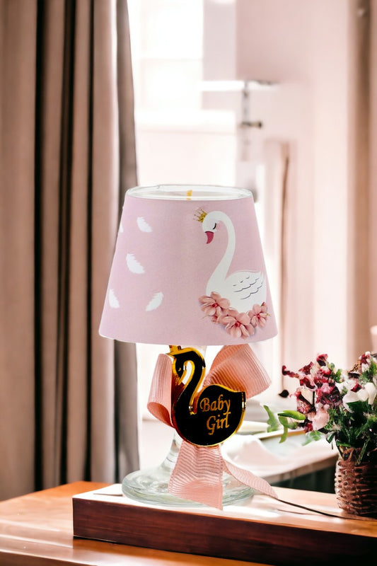 Baby Gift Boxed Personalized Powder Swan Printed Lampshade Candle Set of 10