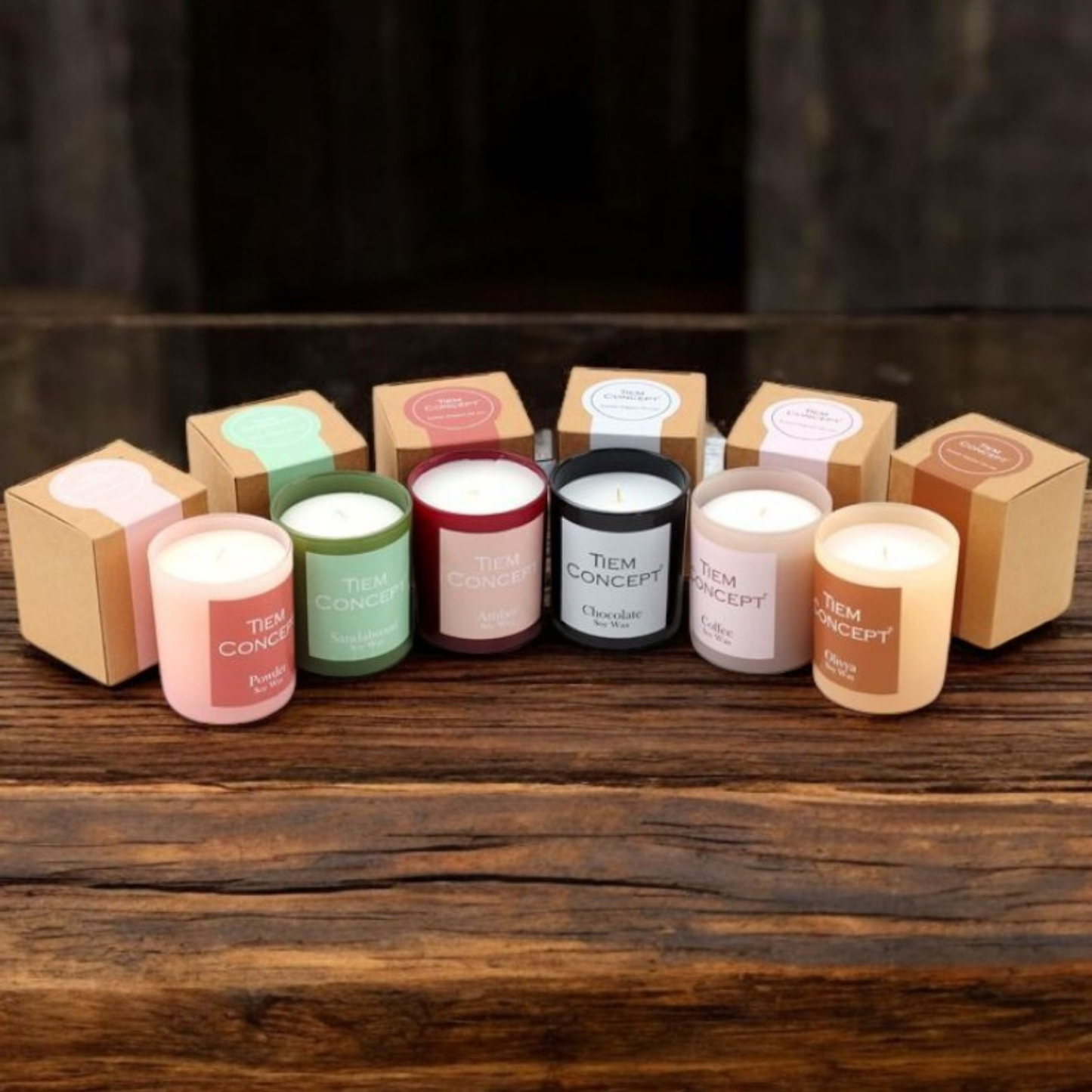 100% Soy Candle Green Tea Scented Mint Green Color Boxed Glass Candle