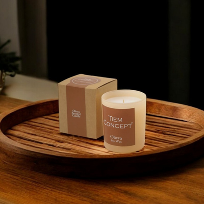 100% Soy Candle Vanilla and Fruit Cocktail Scented Salmon Color Boxed Glass Candle