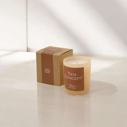 100% Soy Candle Vanilla and Fruit Cocktail Scented Salmon Color Boxed Glass Candle