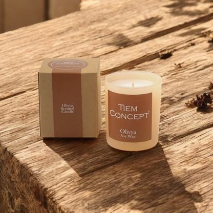100% Soy Candle Vanilla and Fruit Cocktail Scented Salmon Color Boxed Glass Candle