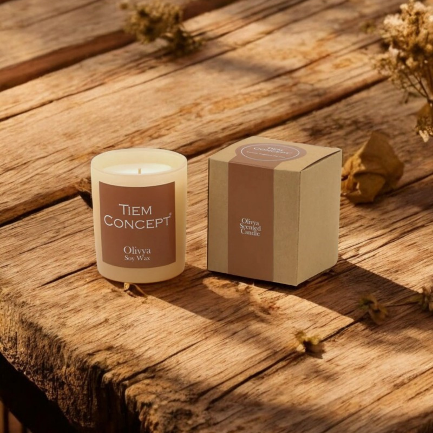 100% Soy Candle Vanilla and Fruit Cocktail Scented Salmon Color Boxed Glass Candle
