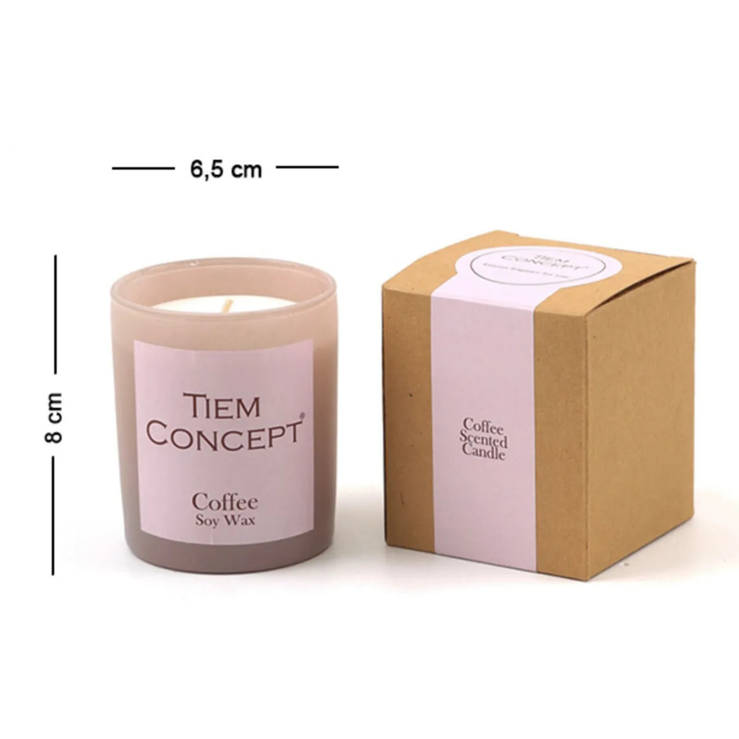 100% Soy Candle Coffee Scented Mink Colored Boxed Glass Candle
