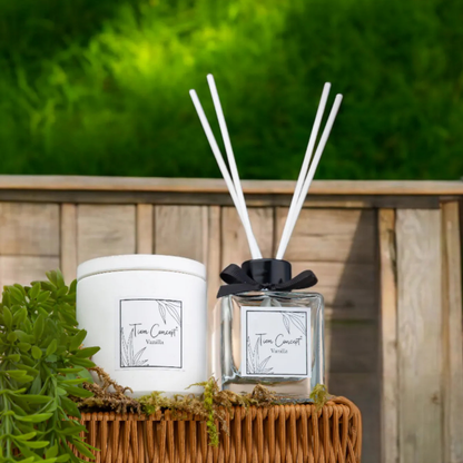 Decorative 2-Piece Vanilla Room Fragrance and Concrete Candle Set