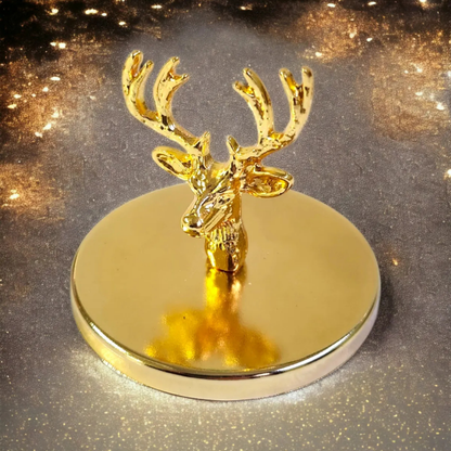 Tiem Concept Special Design Decorative Gold Deer Vanilla Scented 2-Piece White Glass Candle Set
