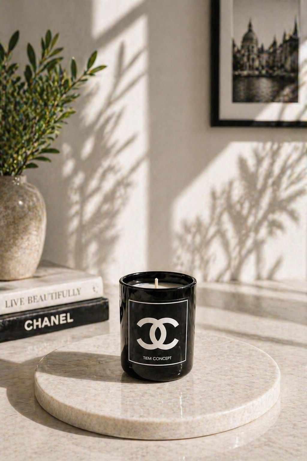 Stick Room Fragrance 100 ml and Black Glass Candle Set