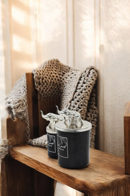 Tiem Concept Special Design Decorative Silver Filled Vanilla Scented 2-Piece White Glass Candle Set