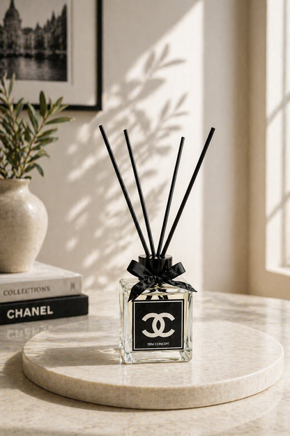 Stick Room Fragrance 100 ml and Black Glass Candle Set