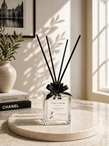 Stick Room Fragrance 100 ml and Black Glass Candle Set