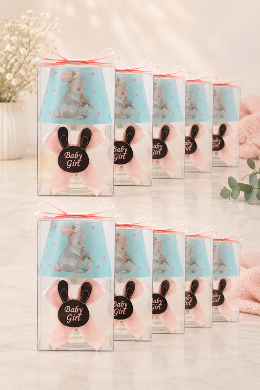 Baby Gift Boxed Custom Name Rabbit Printed Lampshade Candle Set of 10