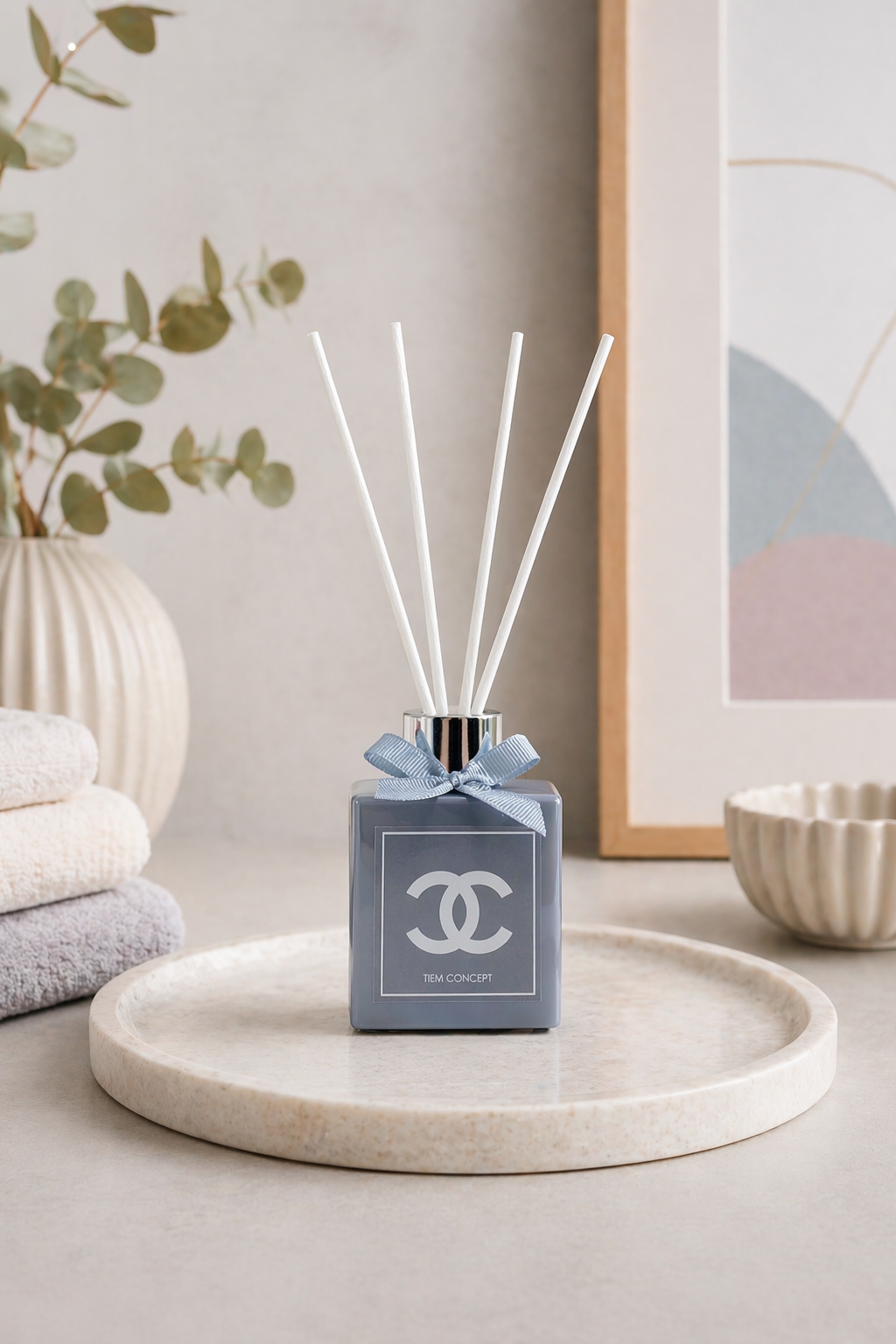 Decorative Vanilla Scented Grey Shiny Bottled 100 ml Stick Room Fragrance