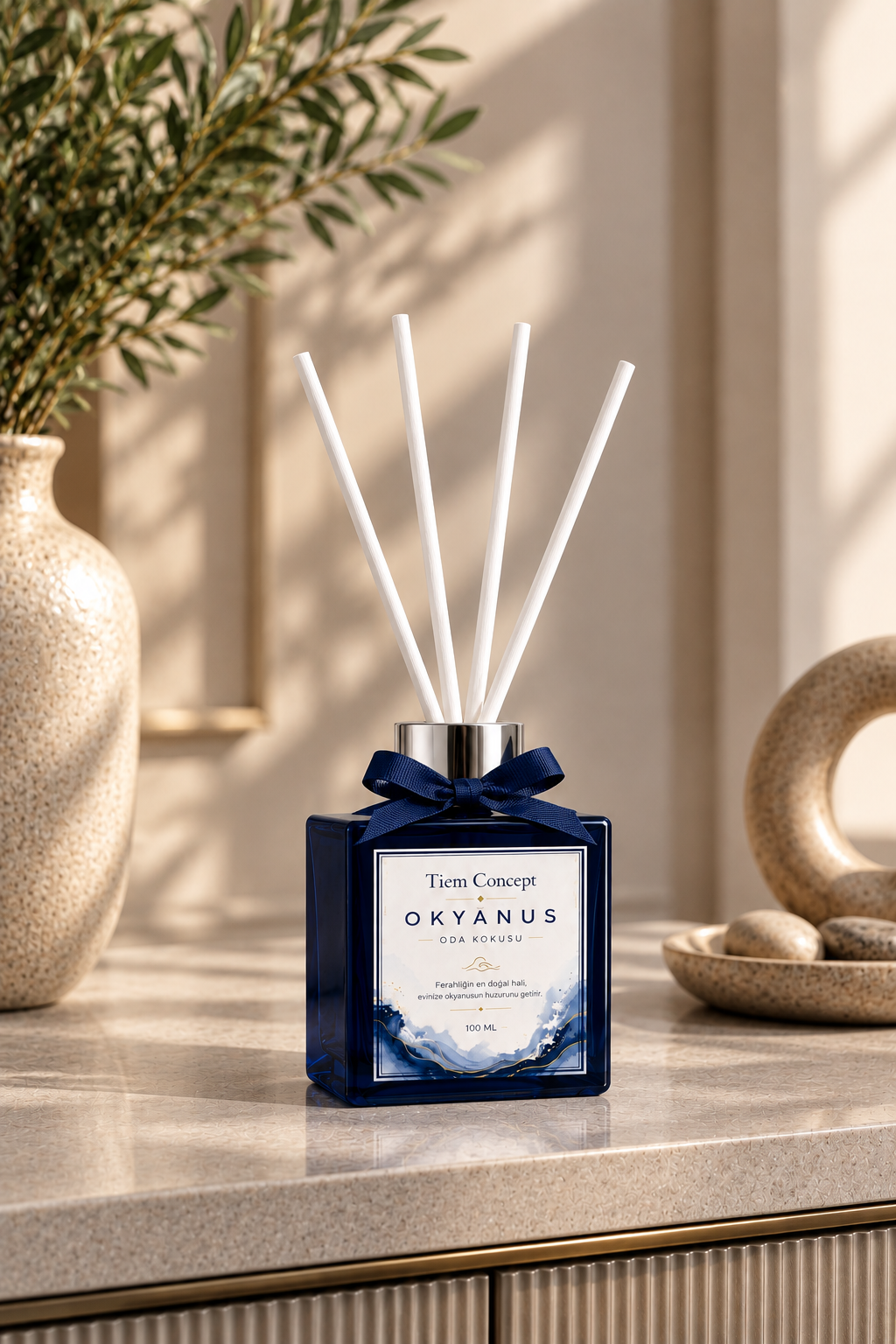 Çubuklu Oda Kokusu 100 ml Okyanus - Lacivert Parlak Şişeli Oda Kokusu